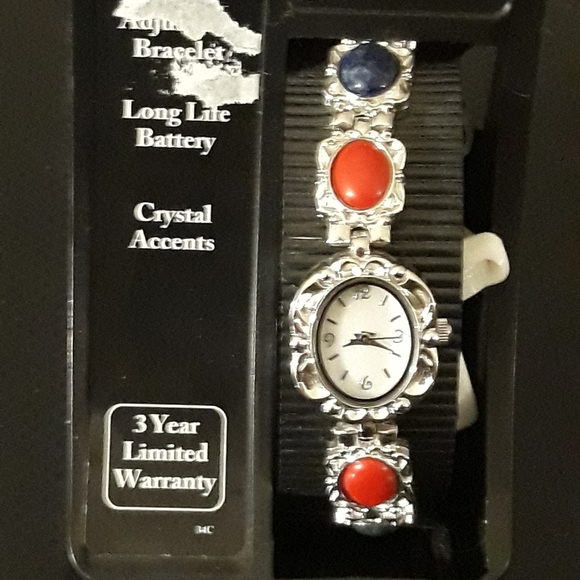 MZ Berger & Co. Ornate Western Style Silver Tone Jewel Watch - Picture 7 of 8